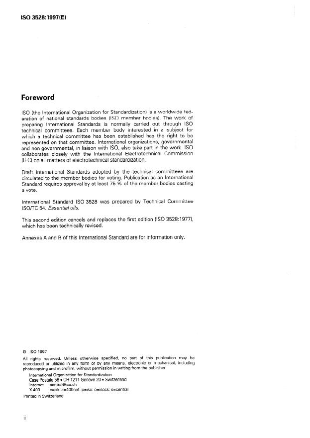 ISO 3528:1997 ISO 3528:1997 - Oil of mandarin, Italian type (Citrus reticulata Blanco) - Page 2 preview
