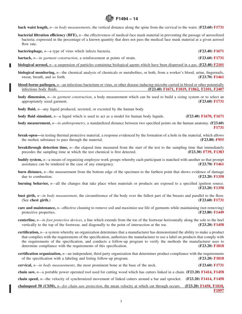 REDLINE ASTM F1494-14 - Standard Terminology Relating to  Protective Clothing