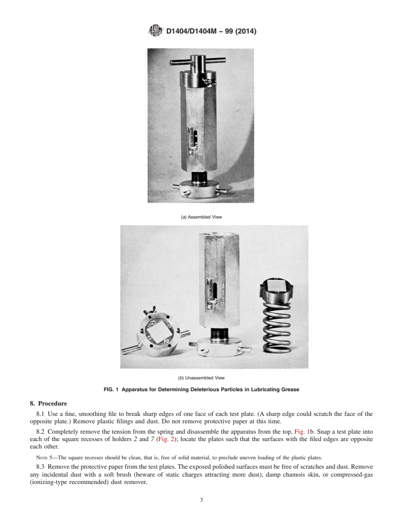 REDLINE ASTM D1404/D1404M-99(2014) - Standard Test Method for  Estimation of Deleterious Particles in Lubricating Grease