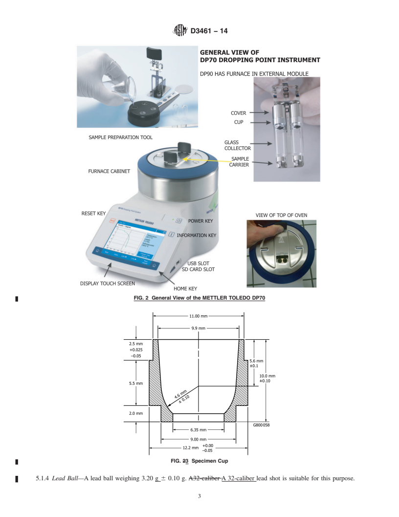 REDLINE ASTM D3461-14 - Standard Test Method for Softening Point of Asphalt and Pitch (Mettler Cup-and-Ball   Method)