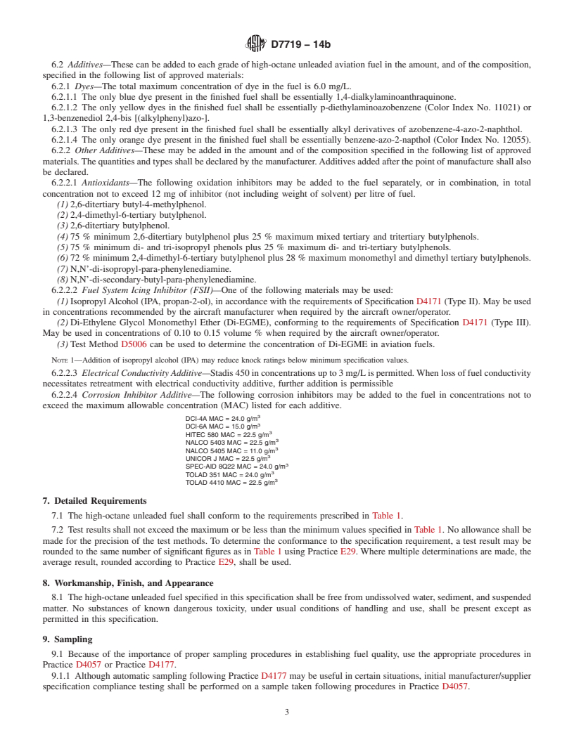 REDLINE ASTM D7719-14b - Standard Specification for  High-Octane Unleaded Fuel