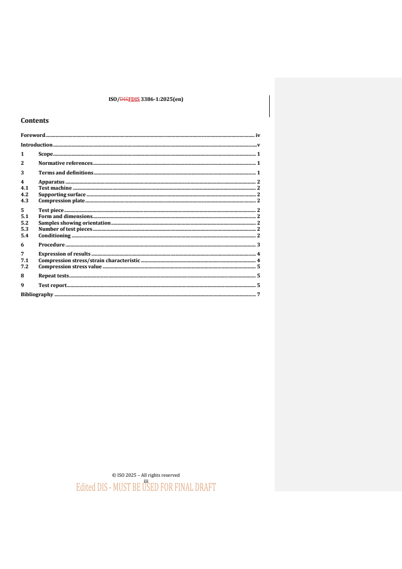 REDLINE ISO/FDIS 3386-1 - Polymeric materials, cellular flexible — Determination of stress-strain characteristics in compression — Part 1: Low-density materials
Released:17. 03. 2025