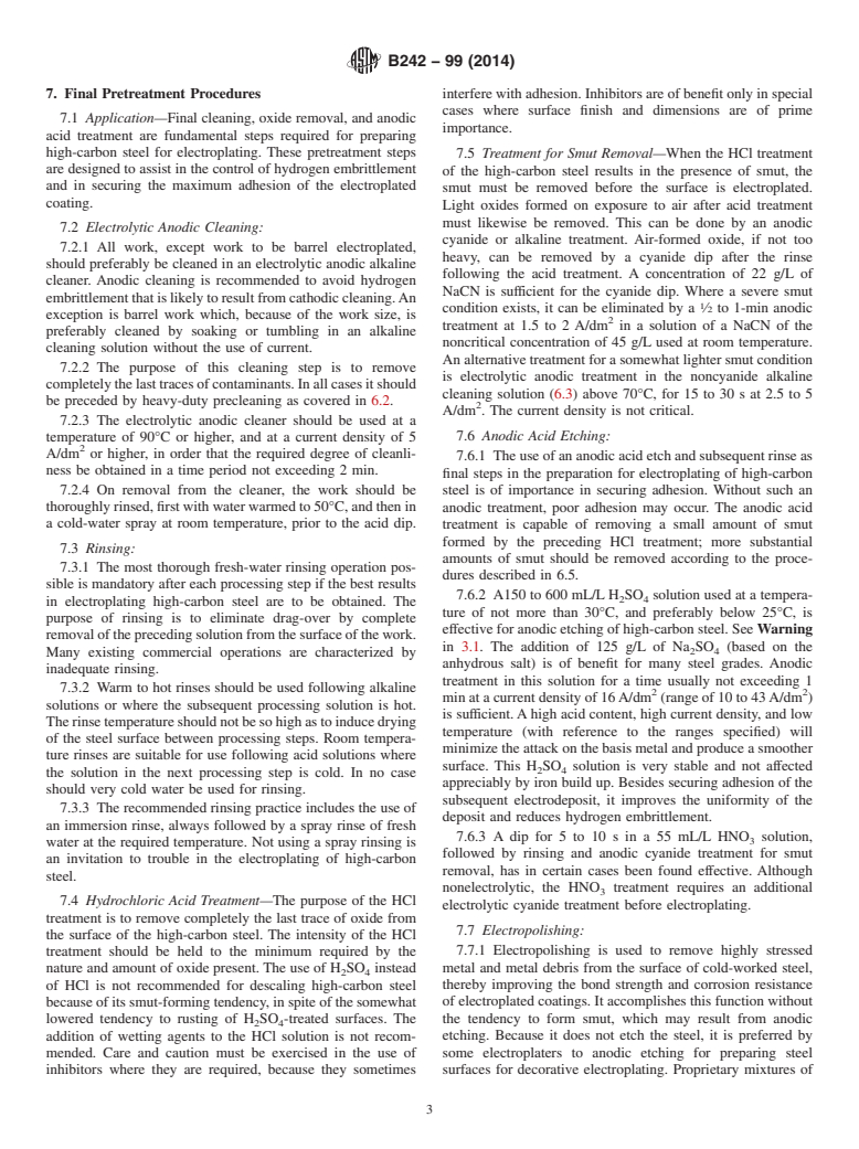 ASTM B242-99(2014) - Standard Guide for  Preparation of High-Carbon Steel for Electroplating