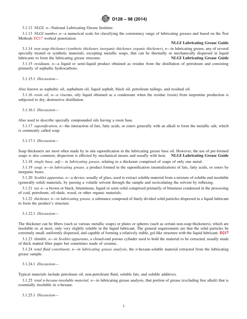 REDLINE ASTM D128-98(2014) - Standard Test Methods for  Analysis of Lubricating Grease