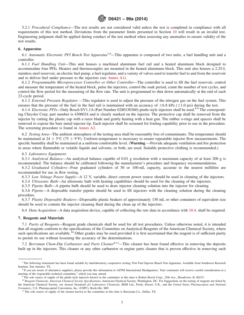 REDLINE ASTM D6421-99a(2014) - Standard Test Method for  Evaluating Automotive Spark-Ignition Engine Fuel for Electronic   Port Fuel Injector Fouling by Bench Procedure