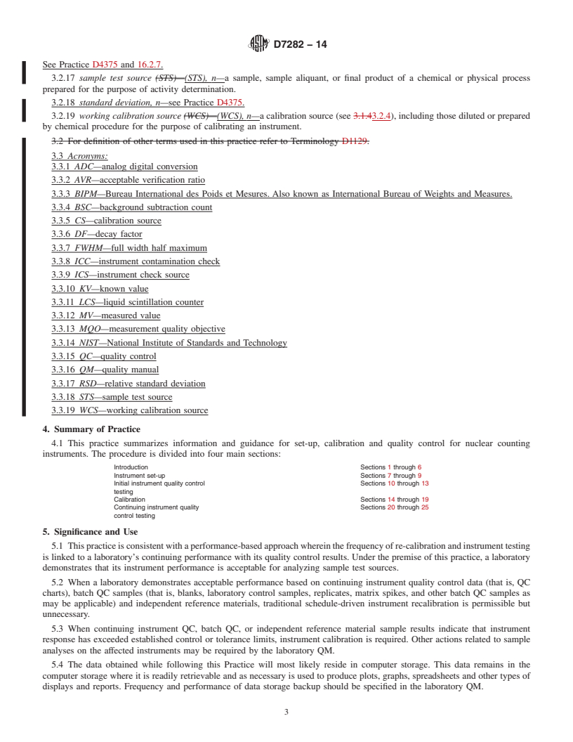 REDLINE ASTM D7282-14 - Standard Practice for  Set-up, Calibration, and Quality Control of Instruments Used  for Radioactivity Measurements