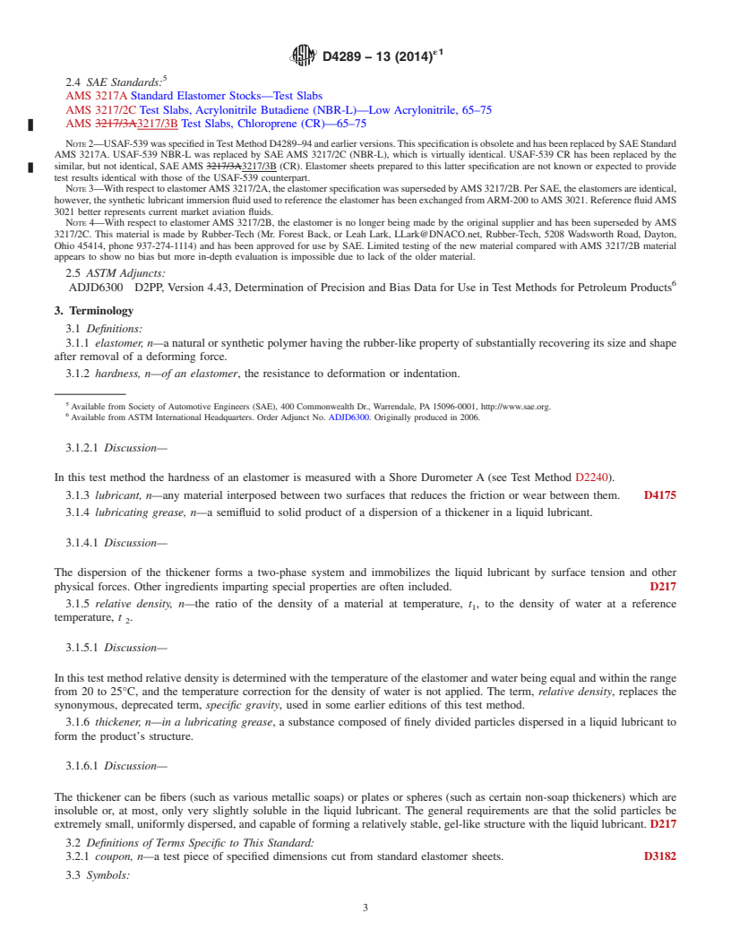 REDLINE ASTM D4289-13(2014)e1 - Standard Test Method for  Elastomer Compatibility of Lubricating Greases and Fluids