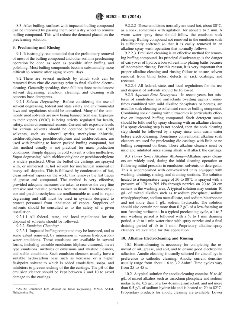 ASTM B252-92(2014) - Standard Guide for  Preparation of Zinc Alloy Die Castings for Electroplating and   Conversion Coatings