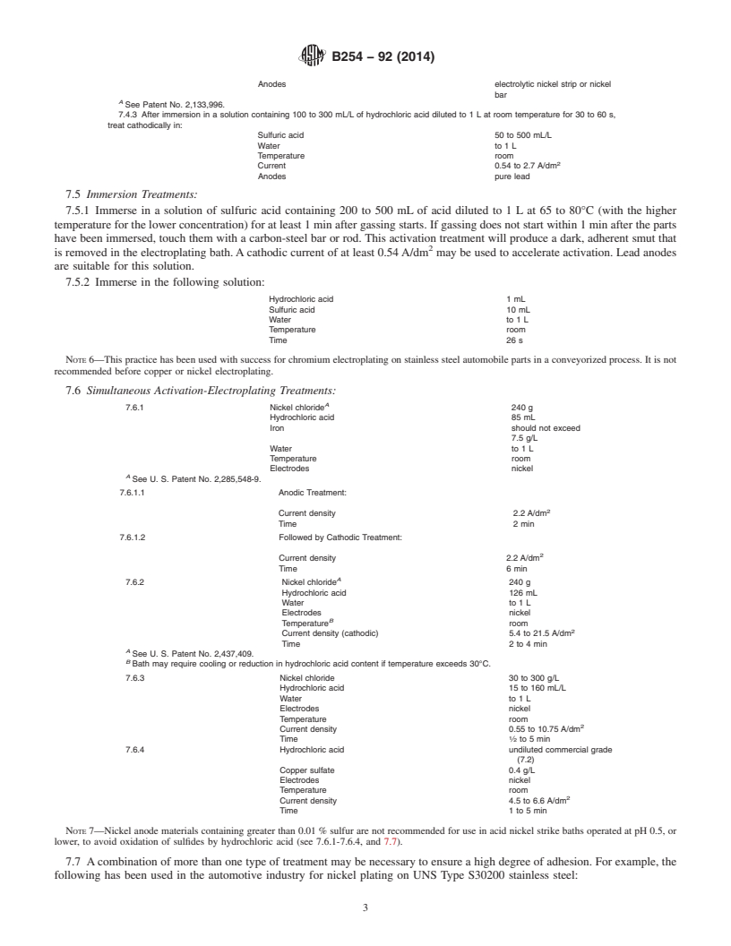 REDLINE ASTM B254-92(2014) - Standard Practice for  Preparation of and Electroplating on Stainless Steel