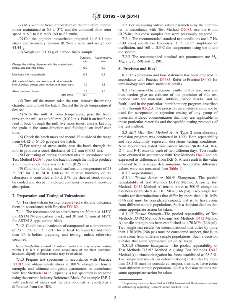 ASTM D3192-09(2014) - Standard Test Methods for Carbon Black Evaluation in NR (Natural Rubber)