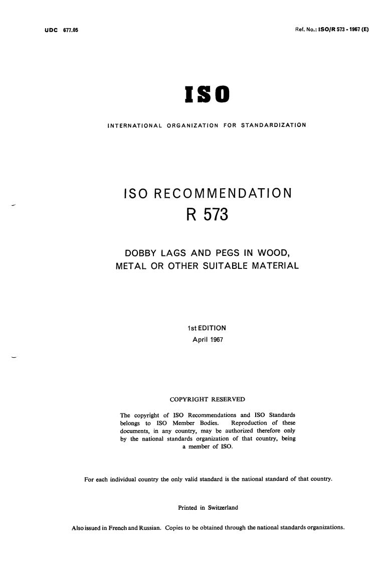 ISO/R 573:1967 - Title missing - Legacy paper document
Released:1/1/1967