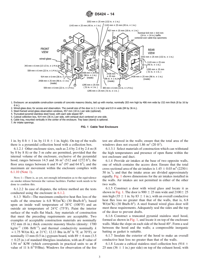 ASTM D5424-14 - Standard Test Method for  Smoke Obscuration of Insulating Materials Contained in Electrical   or Optical Fiber Cables When Burning in a Vertical Cable Tray Configuration