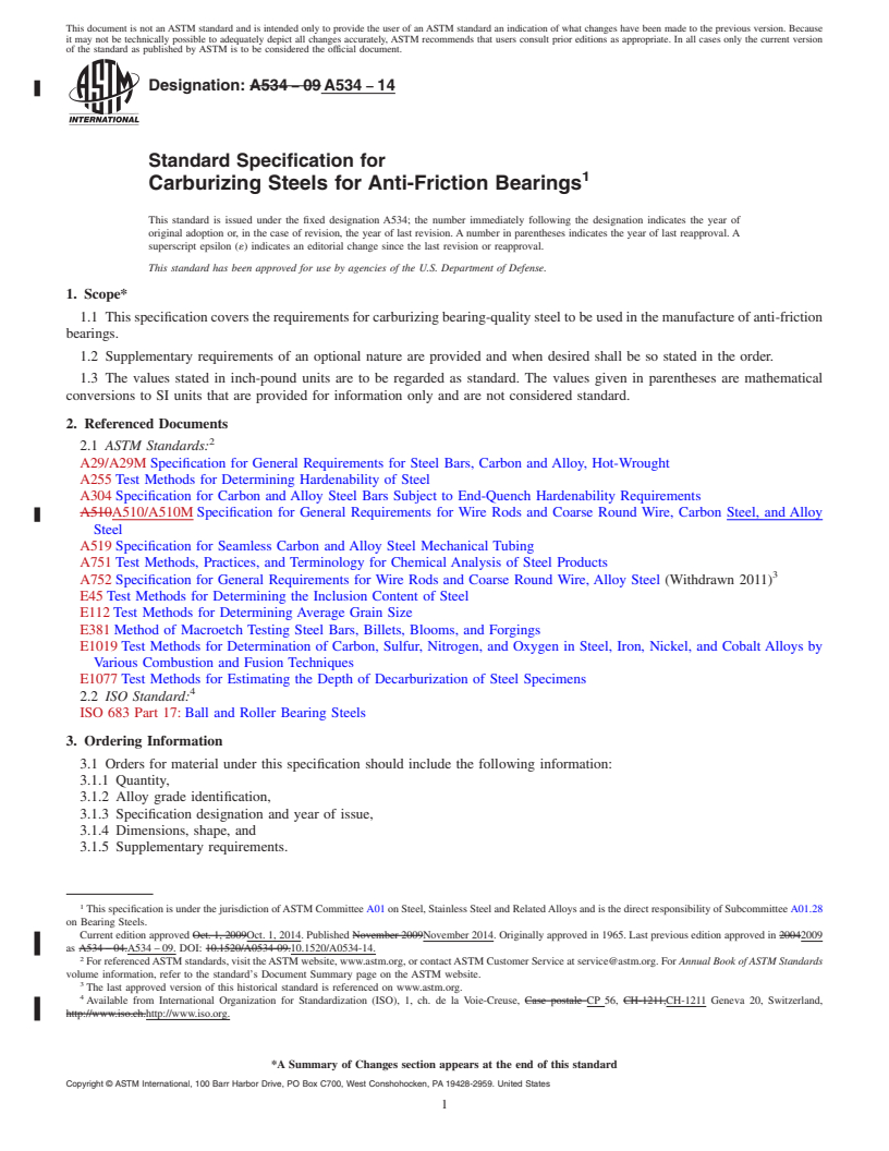 REDLINE ASTM A534-14 - Standard Specification for Carburizing Steels for Anti-Friction Bearings