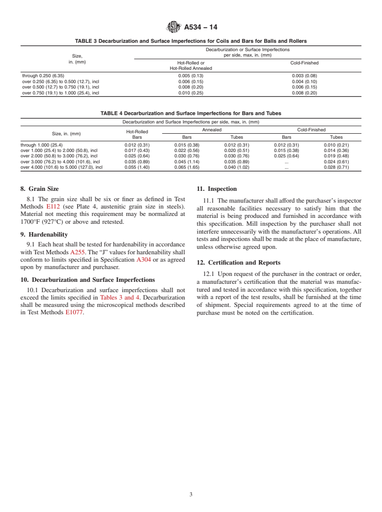 ASTM A534-14 - Standard Specification for Carburizing Steels for Anti-Friction Bearings