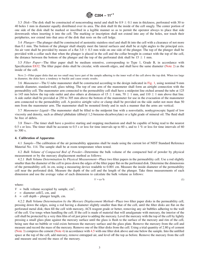 REDLINE ASTM C204-11e1 - Standard Test Methods for  Fineness of Hydraulic Cement by Air-Permeability Apparatus