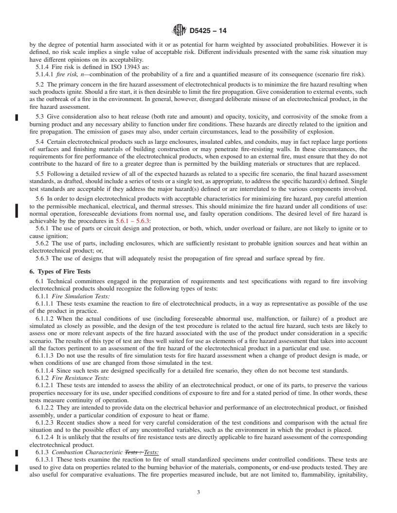 REDLINE ASTM D5425-14 - Standard Guide for  Development of Fire Hazard Assessment Standards of Electrotechnical  Products