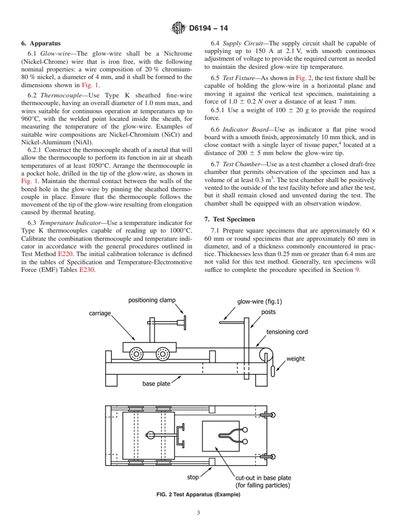 ASTM D6194-14 - Standard Test Method for  Glow-Wire Ignition of Materials