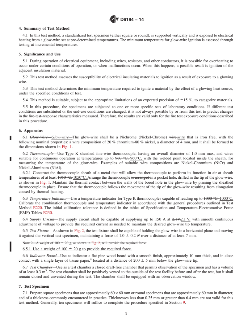 REDLINE ASTM D6194-14 - Standard Test Method for  Glow-Wire Ignition of Materials