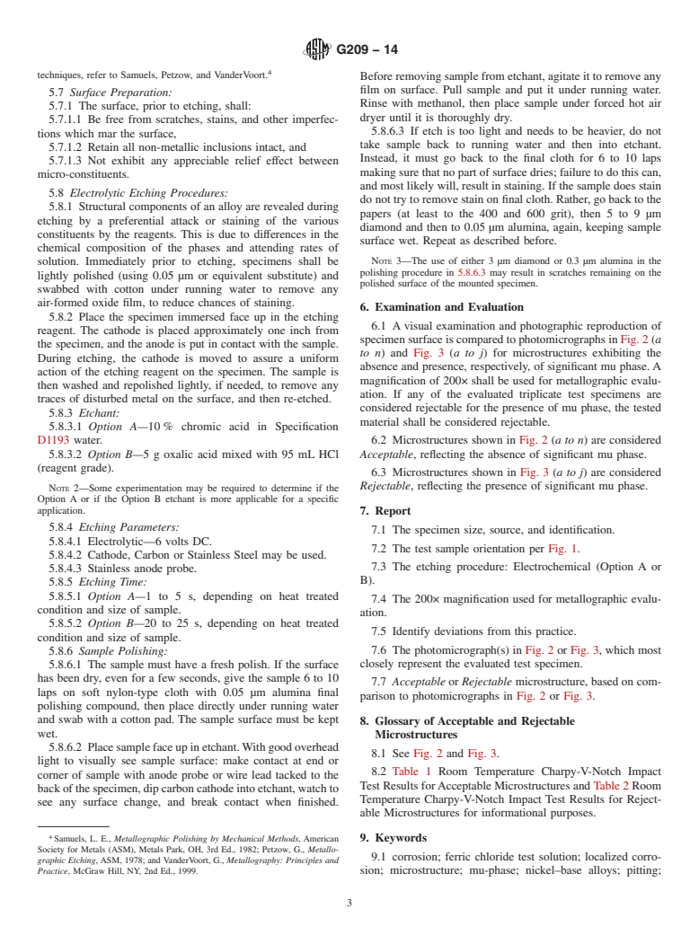 ASTM G209-14 - Standard Practice for Detecting mu-phase in Wrought Nickel-Rich, Chromium, Molybdenum-Bearing  Alloys