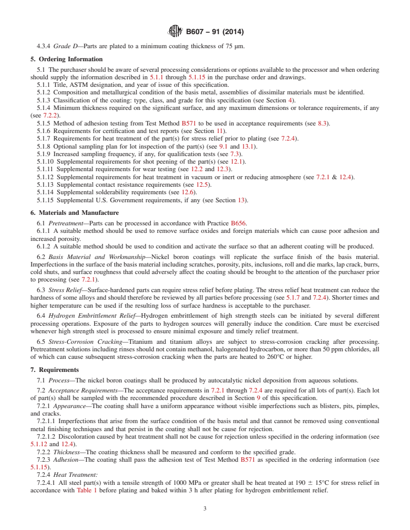 REDLINE ASTM B607-91(2014) - Standard Specification for  Autocatalytic Nickel Boron Coatings for Engineering Use