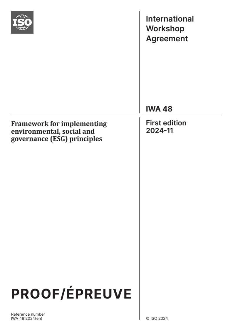 IWA 48:2024 - Framework for implementing environmental, social and governance (ESG) principles
Released:10/29/2024