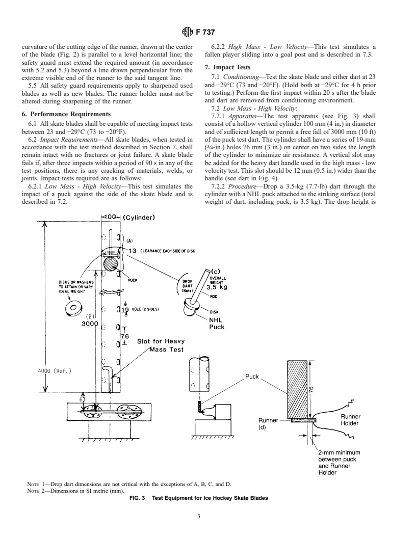 ASTM F737-86(1998)e1 - Standard Performance Specification for Ice Hockey Skate Blades (Withdrawn 2002)