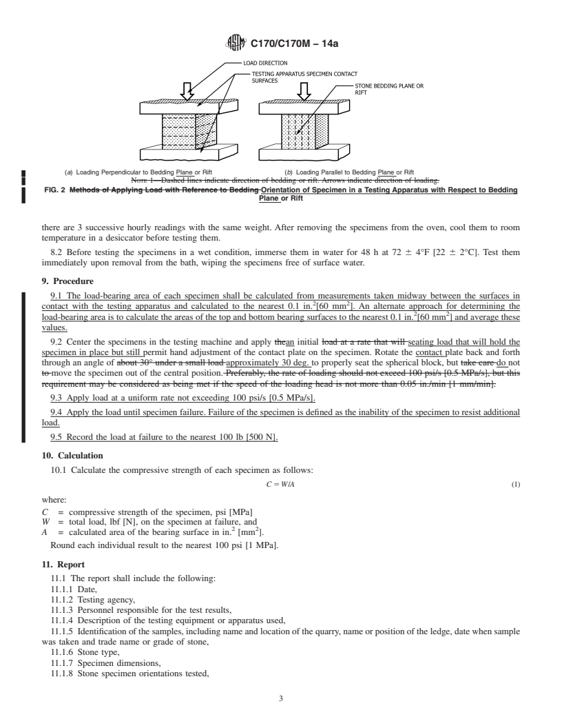 REDLINE ASTM C170/C170M-14a - Standard Test Method for  Compressive Strength of Dimension Stone