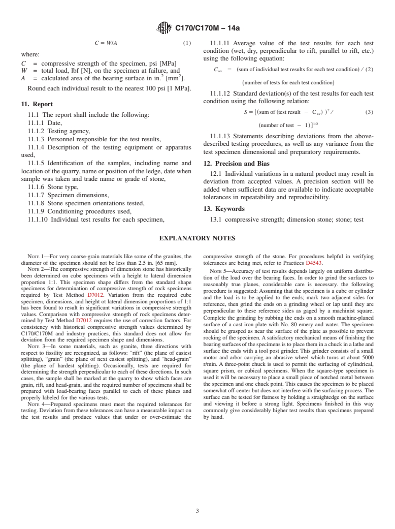 ASTM C170/C170M-14a - Standard Test Method for  Compressive Strength of Dimension Stone