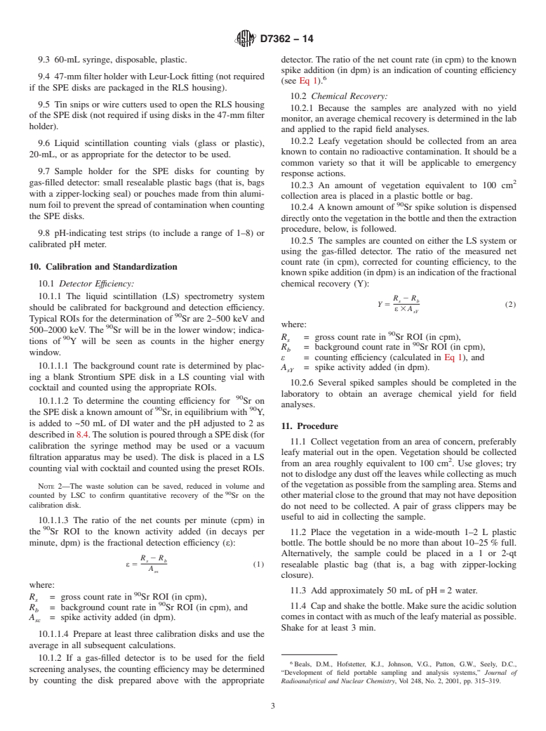 ASTM D7362-14 - Standard Guide for  Rapid Screening of Vegetation for Radioactive Strontium Aerial  Deposition (Withdrawn 2023)