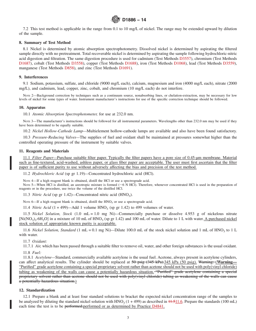 REDLINE ASTM D1886-14 - Standard Test Methods for  Nickel in Water