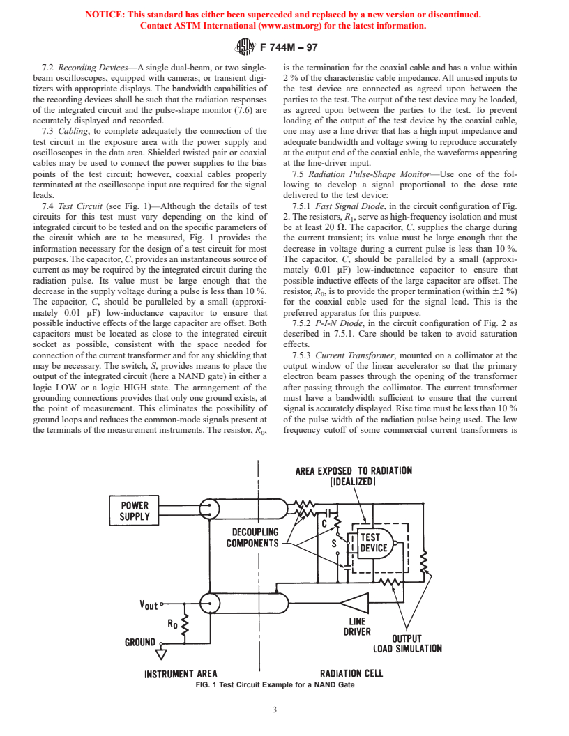 ASTM F744M-97 - Standard Test Method for Measuring Dose Rate Threshold for Upset of Digital Integrated Circuits
