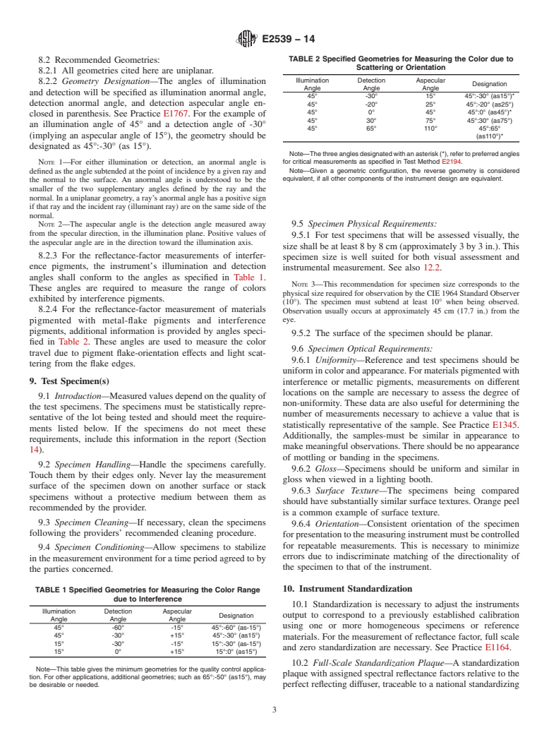 ASTM E2539-14 - Standard Test Method for Multiangle Color Measurement of Interference Pigments