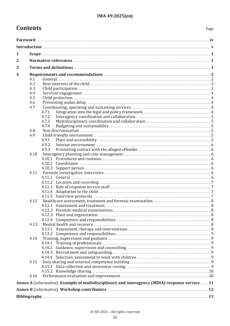 IWA 49:2025 - Child-friendly multidisciplinary and interagency response services for children who are victims of violence — Requirements and recommendations
Released:12. 03. 2025