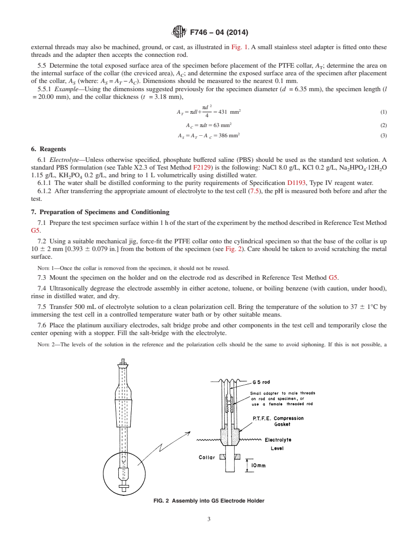 REDLINE ASTM F746-04(2014) - Standard Test Method for  Pitting or Crevice Corrosion of Metallic Surgical Implant Materials