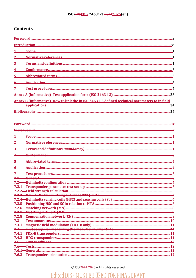 REDLINE ISO/FDIS 24631-3 - Radiofrequency identification of animals — Part 3: Evaluation of performance of RFID transponders conforming with ISO 11784 and ISO 11785
Released:29. 04. 2025
