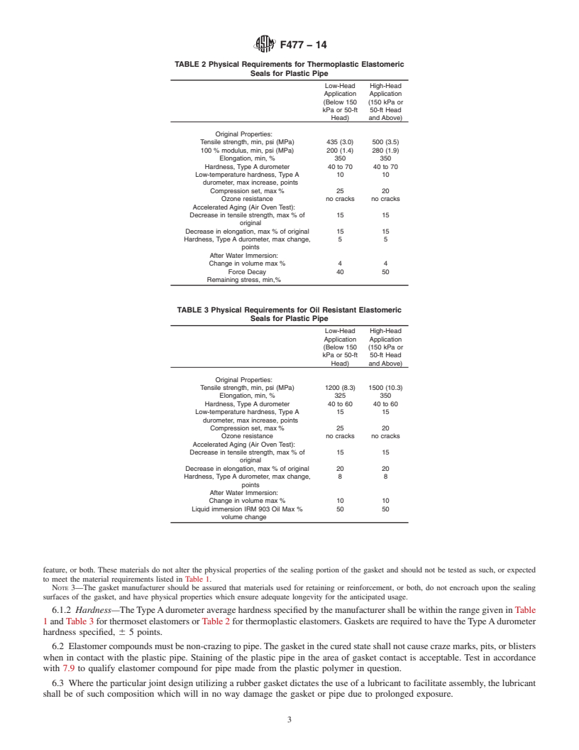 REDLINE ASTM F477-14 - Standard Specification for  Elastomeric Seals (Gaskets) for Joining Plastic Pipe