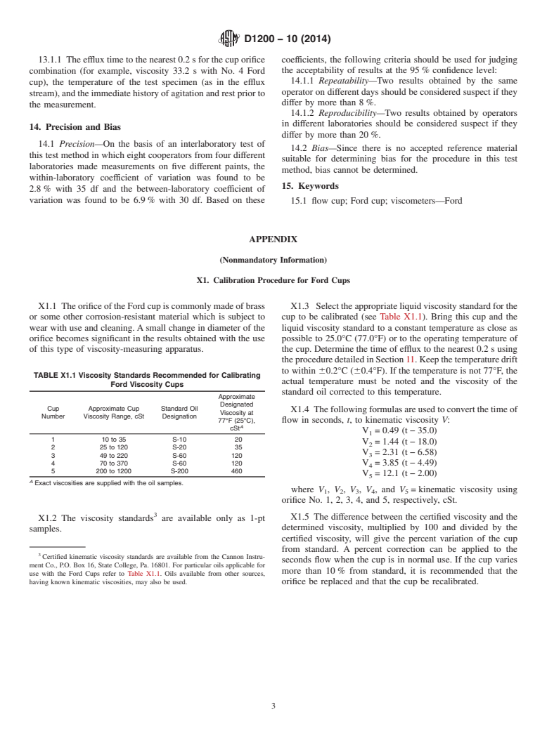 ASTM D1200-10(2014) - Standard Test Method for Viscosity by Ford Viscosity Cup