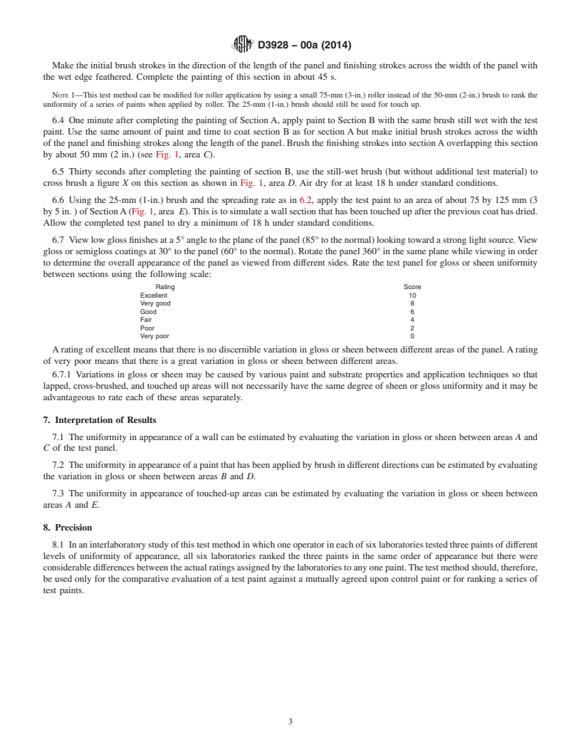 REDLINE ASTM D3928-00a(2014) - Standard Test Method for Evaluation of Gloss or Sheen Uniformity