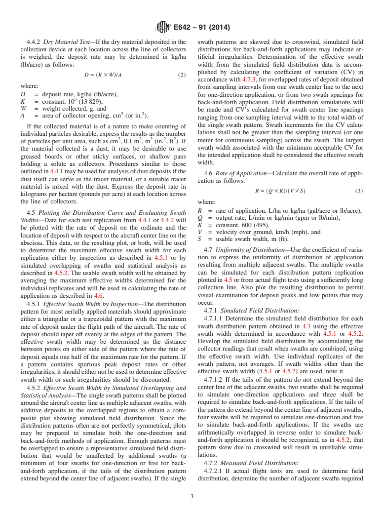 ASTM E642-91(2014) - Standard Practice for  Determining Application Rates and Distribution Patterns from  Aerial Application Equipment