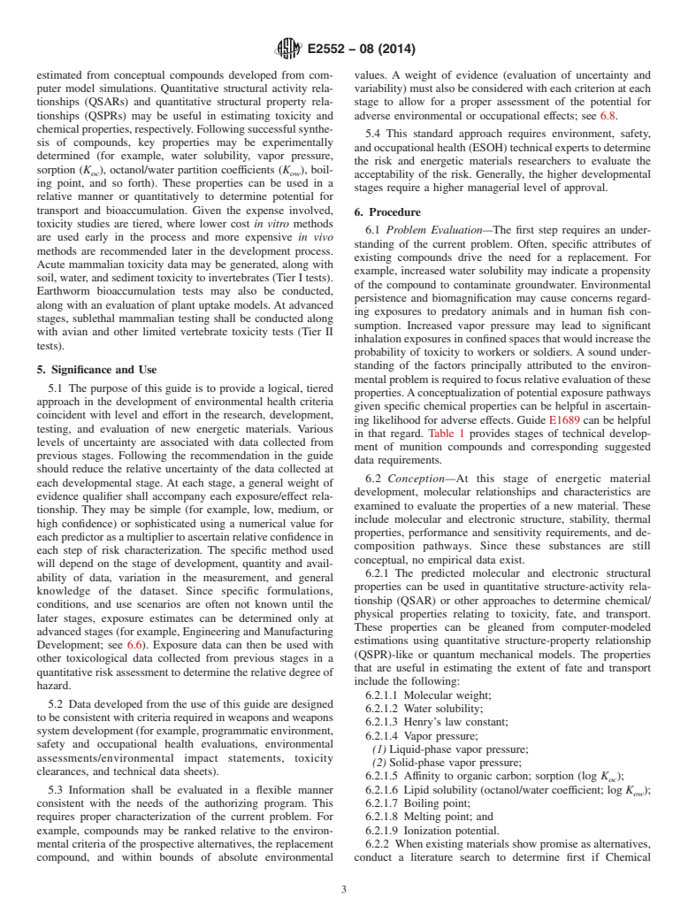 ASTM E2552-08(2014) - Standard Guide for  Assessing the Environmental and Human Health Impacts of New  Energetic Compounds