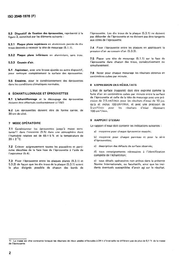 ISO 3546:1976 ISO 3546:1976 - Panneaux de fibres -- Détermination de l'état de surface (rugosité) - Page 4 preview