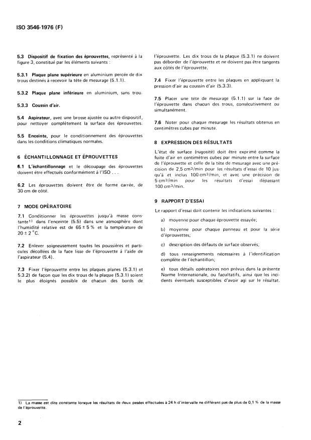 ISO 3546:1976 ISO 3546:1976 - Panneaux de fibres -- Détermination de l'état de surface (rugosité) - Page 4 preview