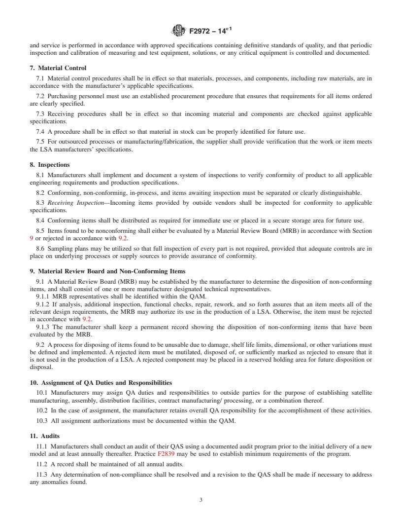 REDLINE ASTM F2972-14e1 - Standard Specification for Light Sport Aircraft Manufacturer&rsquo;s Quality Assurance  System