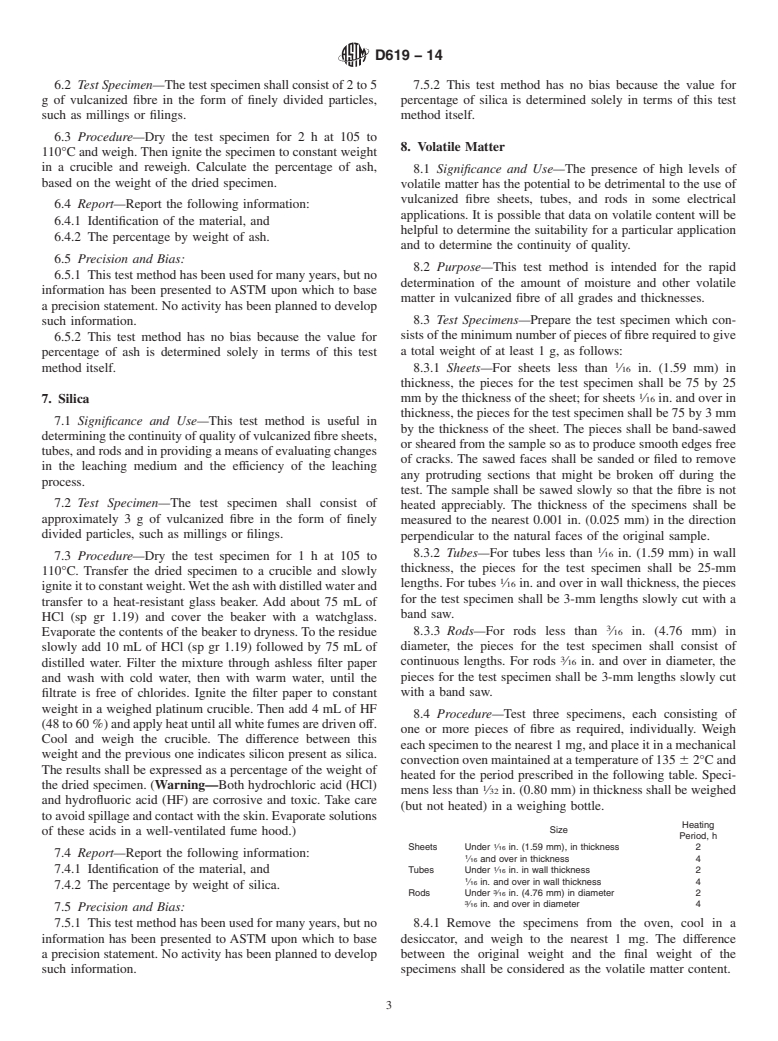 ASTM D619-14 - Standard Test Methods for  Vulcanized Fibre Used for Electrical Insulation