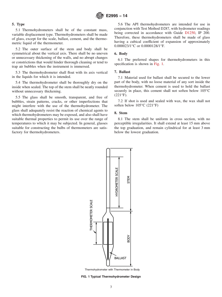 ASTM E2995-14 - Standard Specification for ASTM Thermohydrometers with Integral Low-Hazard Thermometers