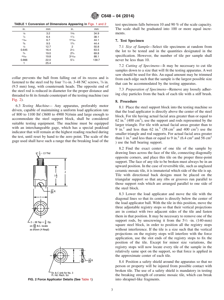 ASTM C648-04(2014) - Standard Test Method for  Breaking Strength of Ceramic Tile