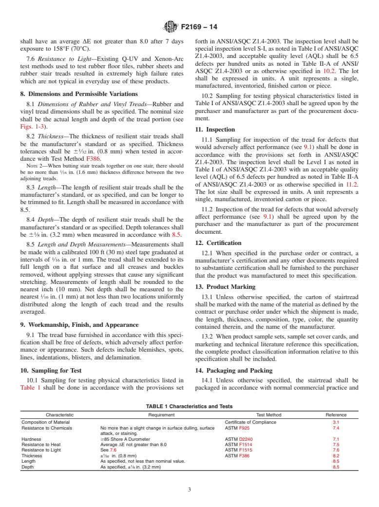 ASTM F2169-14 - Standard Specification for  Resilient Stair Treads