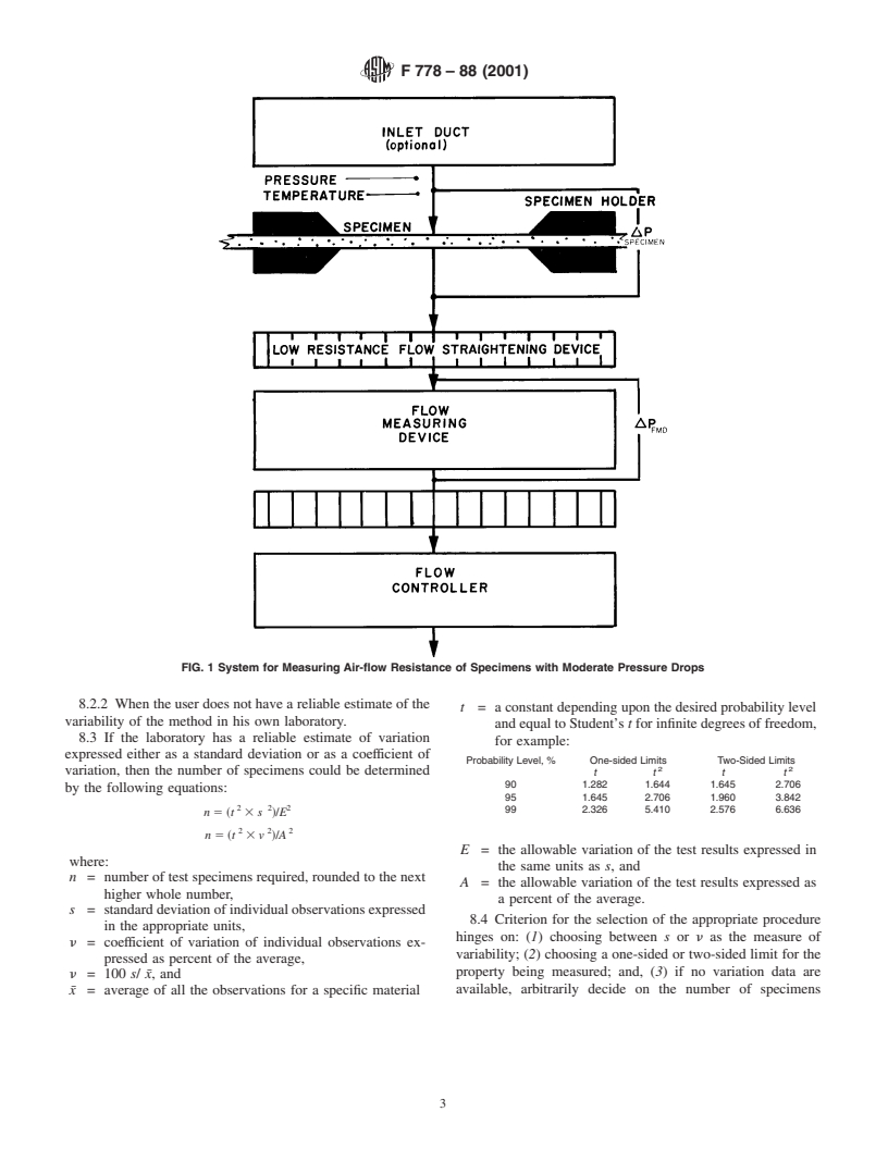 ASTM F778-88(2001) - Standard Methods for Gas Flow Resistance Testing of Filtration Media