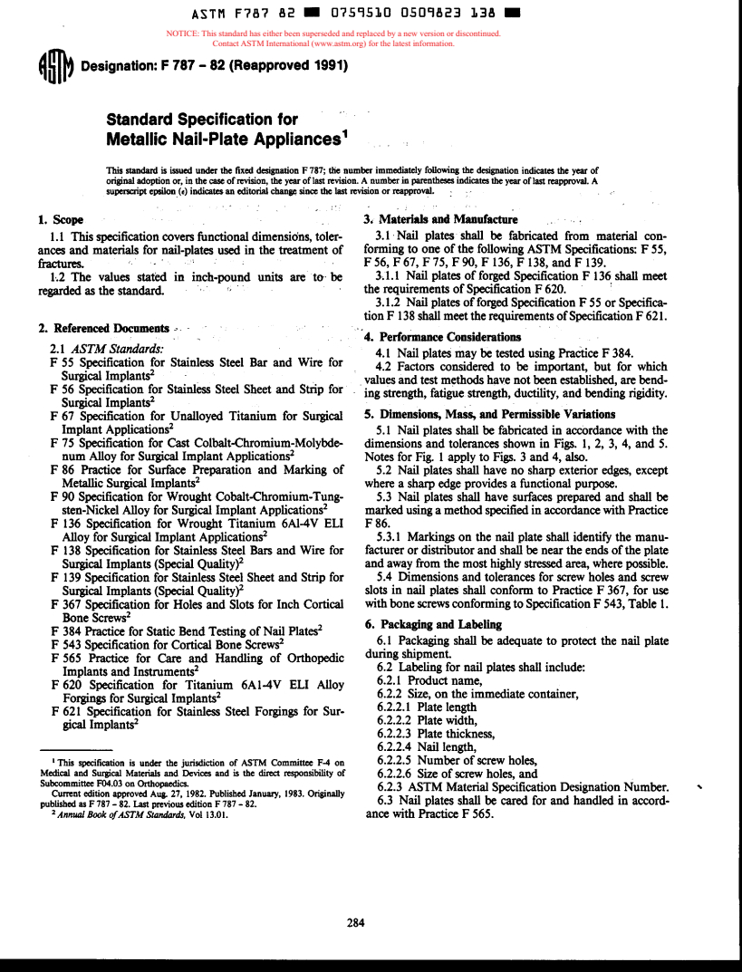 ASTM F787-82(1991) - Specification for Metallic Nail-Plate Appliances (Withdrawn 1998)