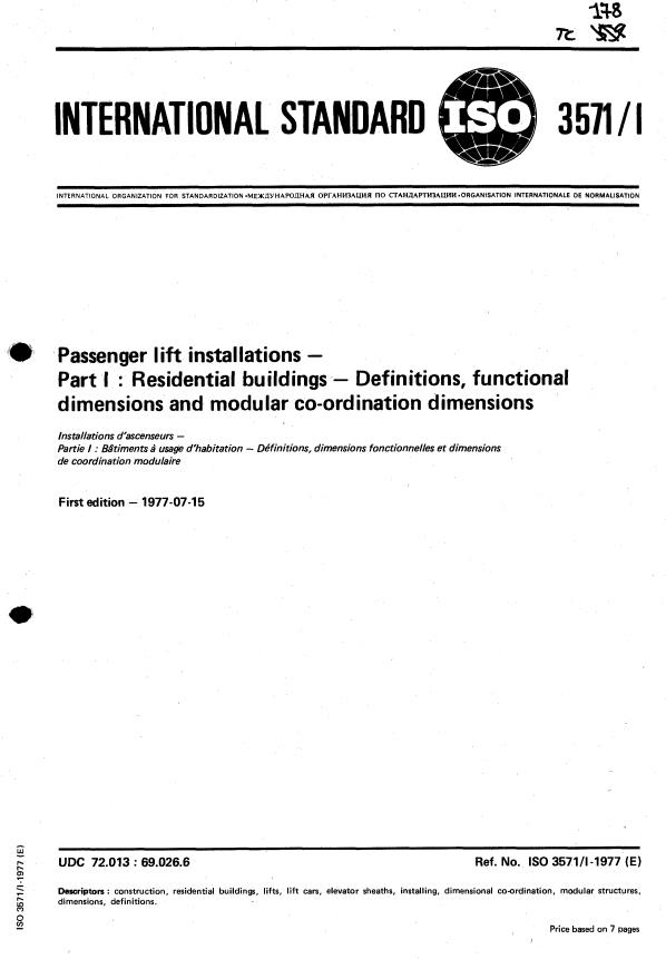 ISO 3571-1:1977 - Withdrawal of ISO 3571/1-1977